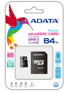 MicroSD 64 GB ADATA карта памет със адаптер